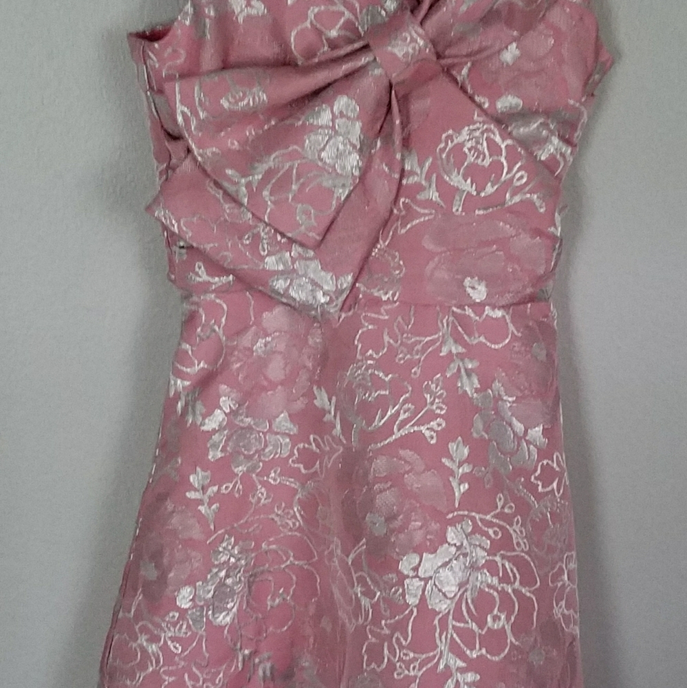 Nanette Girl's Pink & Silver Brocade Holiday Dress